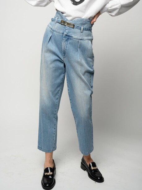 Jeans chinos con vita alta a bustier - 1