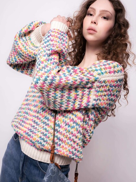 Pullover maglia multicolor - 1