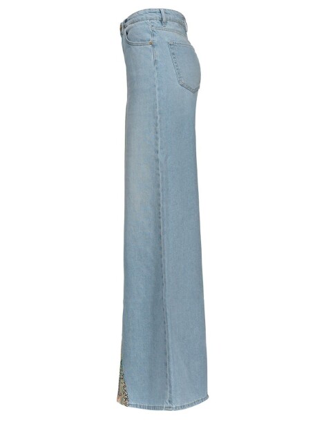 Jeans wide leg con tessuto stampato - 3