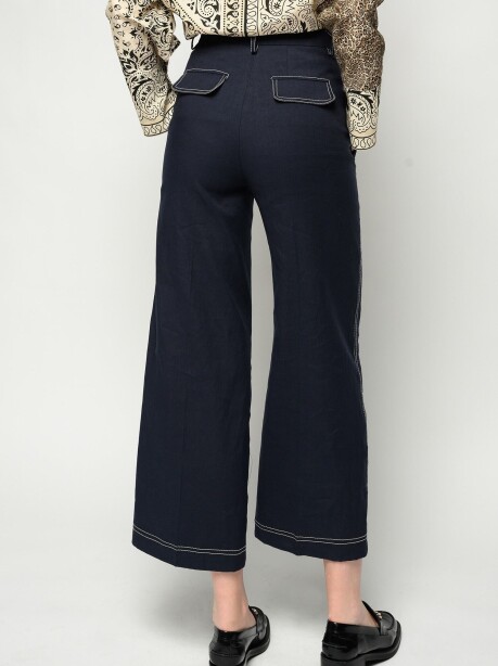 Pantaloni cropped in cotone e lino - 2