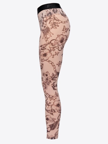 Leggings tulle stretch con stampa tattoo - 3