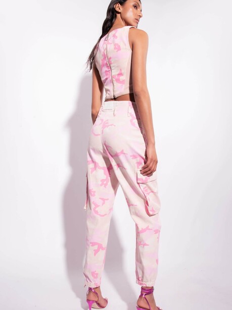 Pantaloni cargo camouflage rosa - 2