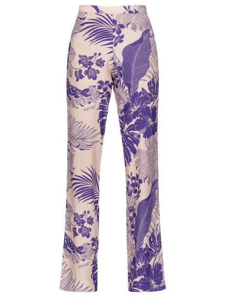 Pantaloni flare-fit in crêpe con stampa tropicale - 4