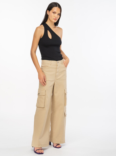 Pantaloni cargo in gabardina di cotone stretch - 3