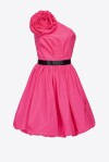Mini dress monospalla con rosa - 4