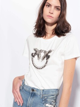 T-shirt con maxi ricamo Love Birds